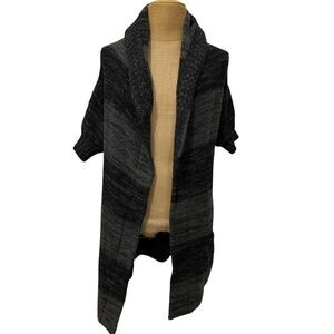 VINCE Women's Overcoat Hooded Alpaca Cashmere Wool Blend Gray Knitted Size XS‎